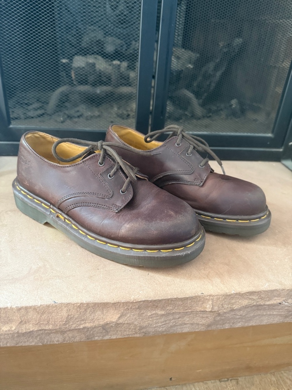 VTG 90s Dr. Martens Brown Lace-Up Leather Oxford Derby Shoes UK4 US6 England MIE
